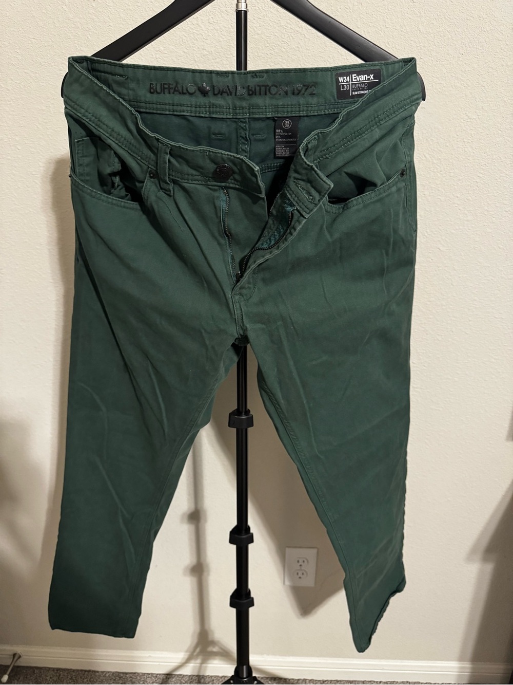 Buffalo David Bitton Evan-X Slim Straight Stretch Jeans Green 34x30